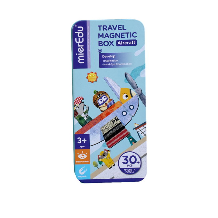 MIEREDU Puzzle Magnétique Mes Voyages Avions Me0881 - 2 Scènes, 30+ Pièces, Jeu Éducatif pour Enfants dès 3 Ans (Multi-Langues)
