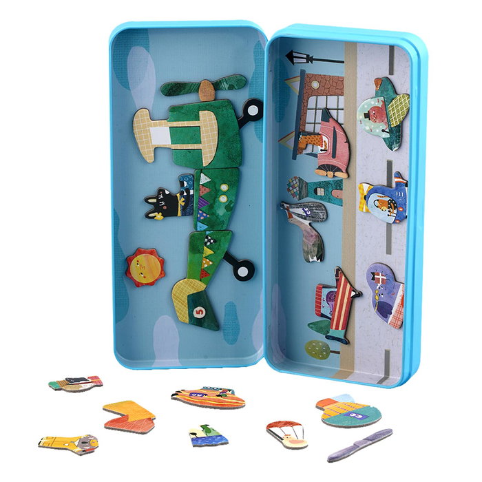 MIEREDU Puzzle Magnétique Mes Voyages Avions Me0881 - 2 Scènes, 30+ Pièces, Jeu Éducatif pour Enfants dès 3 Ans (Multi-Langues)