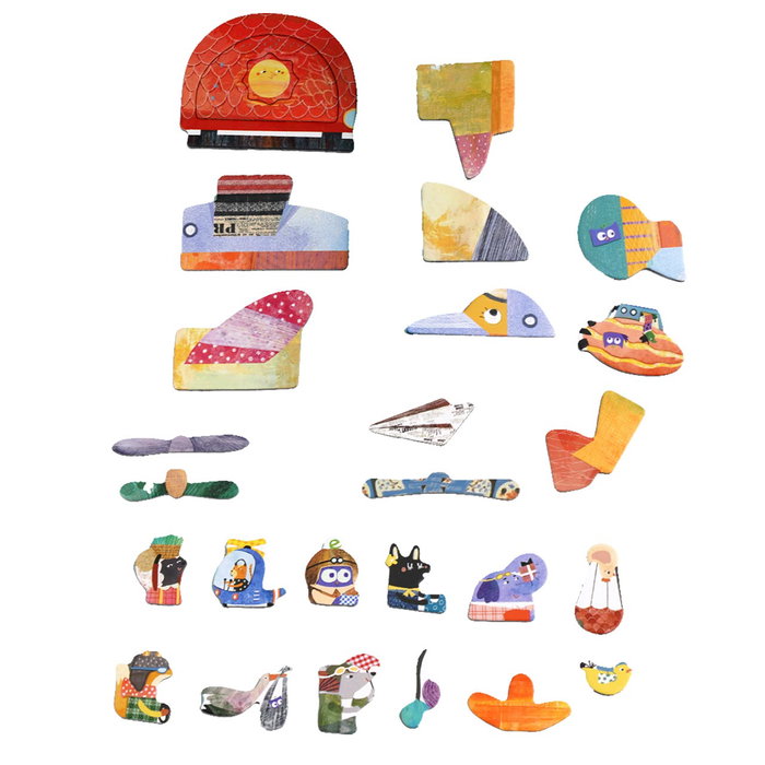 MIEREDU Puzzle Magnétique Mes Voyages Avions Me0881 - 2 Scènes, 30+ Pièces, Jeu Éducatif pour Enfants dès 3 Ans (Multi-Langues)