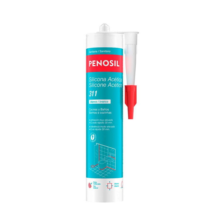 Penosil 311 Mastic silicone acétique blanc pour cuisines et salles de bains, antimoisissure 280 ml Penosil 311 Mastic silicone acétique blanc pour cuisines et salles de bains, antimoisissure 280 ml