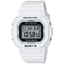 Casio Montre Baby-G Urban Homme Blanc à Quartz, Étanche 10 ATM, Fonctions Solaire, Chronographe, Alarmes, Calendrier Auto, Affichage LED