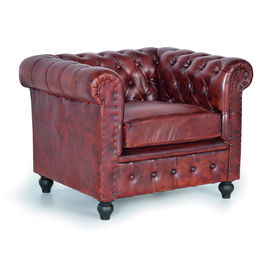 Giner y Colomer Canapé Chesterfield en Cuir Naturel Marron Vieilli, Dimensions 72x96x85 cm, Assise 54x54 cm