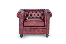 Giner y Colomer Canapé Chesterfield en Cuir Naturel Marron Vieilli, Dimensions 72x96x85 cm, Assise 54x54 cm