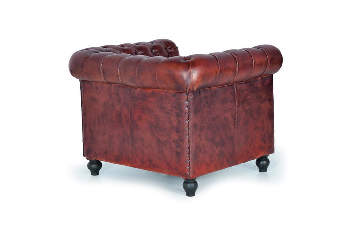 Giner y Colomer Canapé Chesterfield en Cuir Naturel Marron Vieilli, Dimensions 72x96x85 cm, Assise 54x54 cm