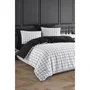 Parure de lit King-Size 220x240 cm - 1 Housse de couette et 2 Taies d'oreiller 60x60 cm - 65% Coton, 35% Polyester - Noir