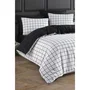 Parure de lit King-Size 220x240 cm - 1 Housse de couette et 2 Taies d'oreiller 60x60 cm - 65% Coton, 35% Polyester - Noir