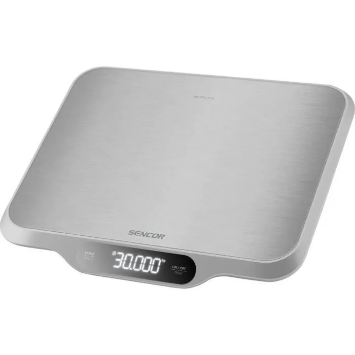 Sencor SKS 7300 - Balance de Cuisine Numérique, Capacité 30 kg Précision 2 g, Surface Acier Inox, Écran LED Tactile, Fonction Tare, Arrêt Auto Sencor SKS 7300 - Balance de Cuisine Numérique, Capacité 30 kg Précision 2 g, Surface Acier Inox, Écran LED Tactile, Fonction Tare, Arrêt Auto
