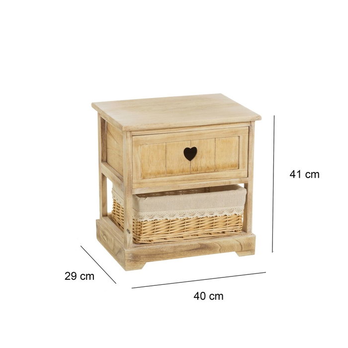 BigBuy Home Caisson à Tiroirs COUNTRY Naturel 40 x 29 x 41 cm