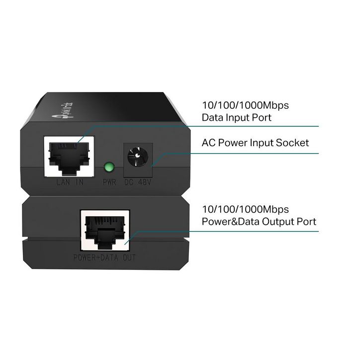 Omada - Injecteur PoE IEEE 802.3af, Adaptateur Gigabit, Plug-and-Play, pour Transmission d'Alimentation et de Données Omada - Injecteur PoE IEEE 802.3af, Adaptateur Gigabit, Plug-and-Play, pour Transmission d'Alimentation et de Données