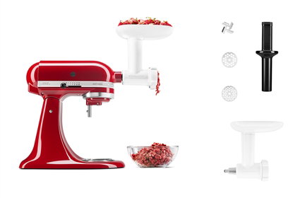 Kitchenaid 5KSMFGA Accessoire Picador de Viande pour Batteur sur Socle, avec Couteaux en Acier Inoxydable et Plaques de Broyage pour Préparations Fines et Grossières