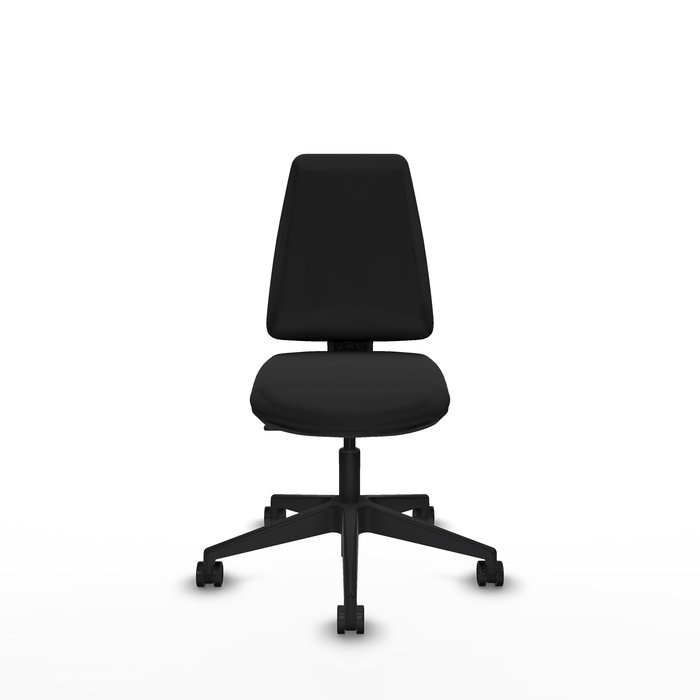 Chaise Elche Contact permament de base Cuir écologique Noir Base pyramidale noire Sans accoudoirs Sans appui-tête Roulettes 65mm nylon