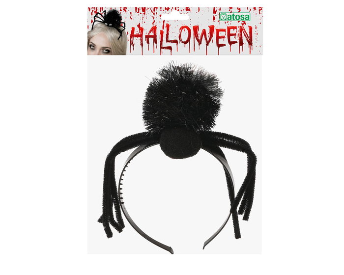 Accessoire de tête araignée noire volumineuse pour costume et fête d'Halloween