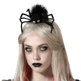 Accessoire de tête avec araignée noire pour Halloween - Décoration effrayante pour costume de fête