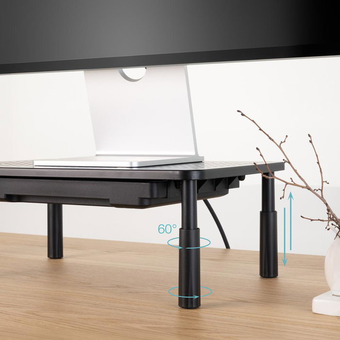 Tooq TQMR087 Support Élévateur pour Moniteur avec Tiroir Noir, Ajustable 100-140 mm, 20 kg Tooq TQMR087 Support Élévateur pour Moniteur avec Tiroir Noir, Ajustable 100-140 mm, 20 kg