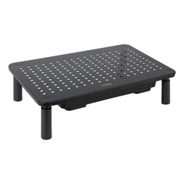 Tooq TQMR087 Support Élévateur pour Moniteur avec Tiroir Noir, Ajustable 100-140 mm, 20 kg