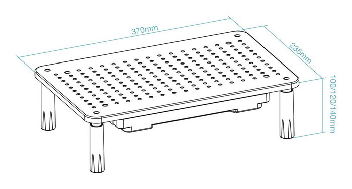 Tooq TQMR087 Support Élévateur pour Moniteur avec Tiroir Noir, Ajustable 100-140 mm, 20 kg Tooq TQMR087 Support Élévateur pour Moniteur avec Tiroir Noir, Ajustable 100-140 mm, 20 kg