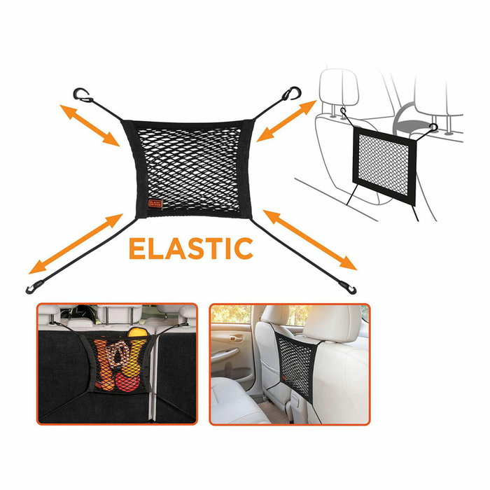 Filet de rangement pour voiture Black & Decker Noir 30 x 28 cm