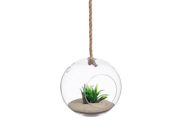 GIFTDECOR Lot de 6 Vases Suspendus Corde Bola Transparente-Marron