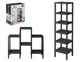 Giftdecor Étagère en Plastique 6 Niveaux 108 x 98 x 32 cm Noir (Set de 4)