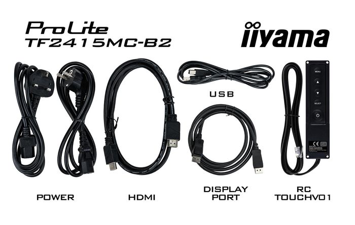 iiyama TF2215MC-B2 - Écran tactile PCAP IP65 21.5" Full HD (1920x1080) IPS - Montage open frame avec verre tactile anti-traces - Entrées VGA, HDMI, DisplayPort
