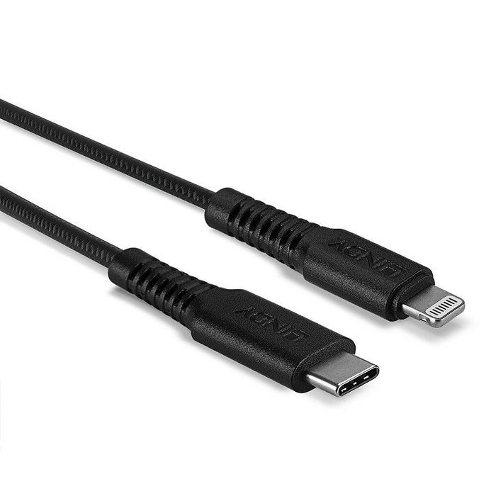 Lindy - Câble USB-C vers Lightning MFi renforcé fibres aramide, charge et synchronisation rapide PD 2.0 pour iPhone/iPad, longueur 1 mètre, haute durabilité (100 000 flexions)