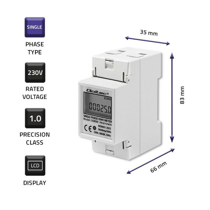 Compteur de consommation d'énergie Qoltec 50899 Compteur de consommation d'énergie Qoltec 50899