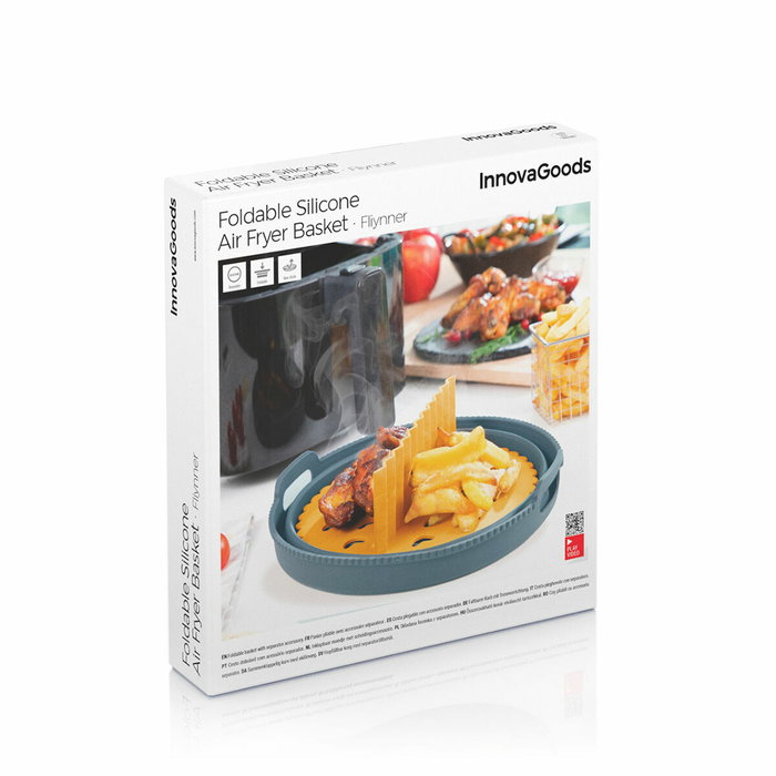 Lot de paniers pliables en silicone avec poignées et séparateurs pour friteuse à air InnovaGoods (3 unités)