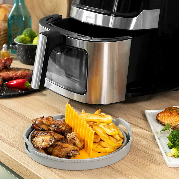 Lot de paniers pliables en silicone avec poignées et séparateurs pour friteuse à air InnovaGoods (3 unités)