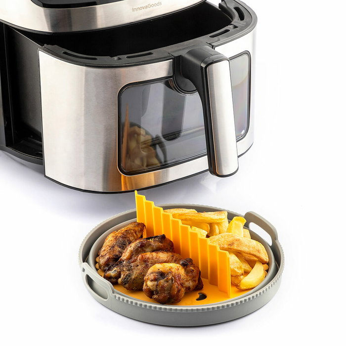 Lot de paniers pliables en silicone avec poignées et séparateurs pour friteuse à air InnovaGoods (3 unités)