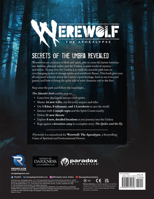 Werewolf: The Apocalypse 5th Edition RPG livre The Moonlit Path *ANGLAIS*