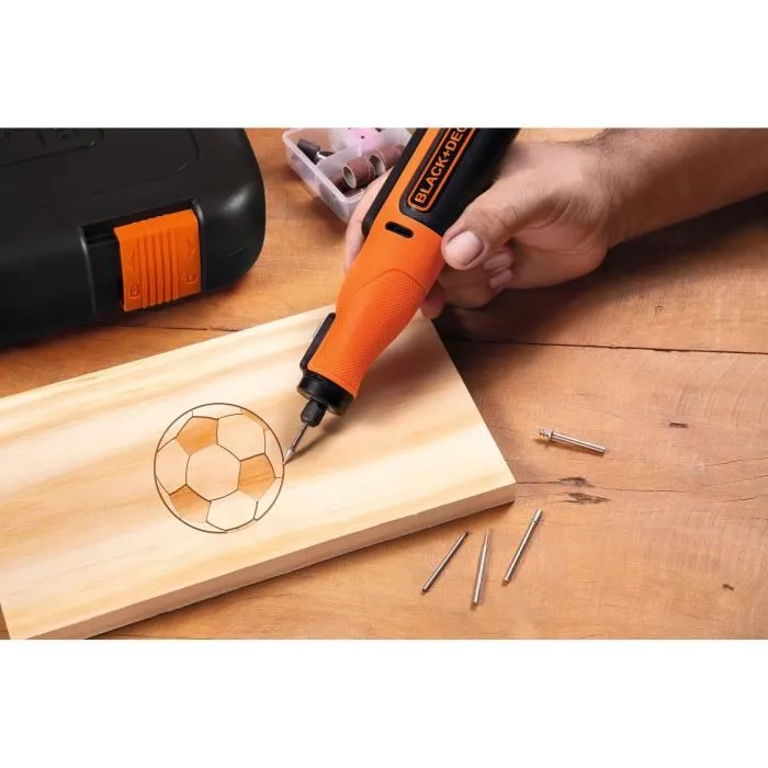 BLACK+DECKER BCRT8I-XJ - Outil rotatif multifonction sans fil 7,2V - 36 accessoires pour percer, poncer, polir et découper