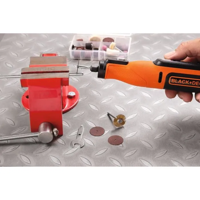 BLACK+DECKER BCRT8I-XJ - Outil rotatif multifonction sans fil 7,2V - 36 accessoires pour percer, poncer, polir et découper