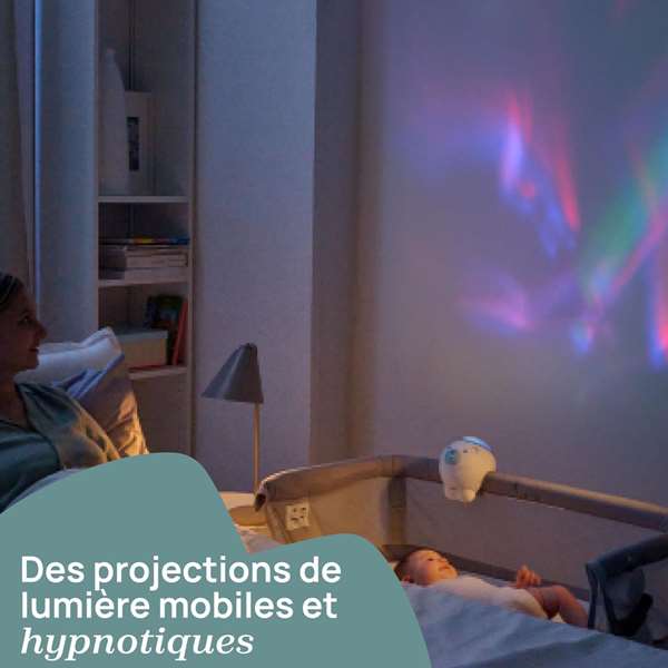 Chicco - Projecteur Ours Polaire Rose 2 en 1 avec Lumières et Musique Personnalisables - Projecteur Nuit - 13 x 13 x 14.5 cm