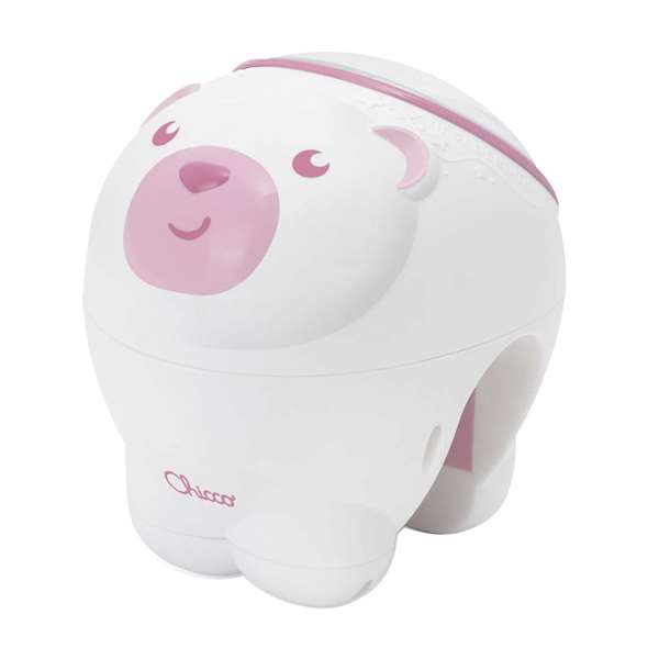 Chicco - Projecteur Ours Polaire Rose 2 en 1 avec Lumières et Musique Personnalisables - Projecteur Nuit - 13 x 13 x 14.5 cm