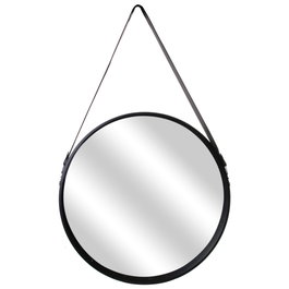 Home Deco Factory Miroir Rond avec Poignée Noire 50 cm