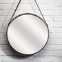 Home Deco Factory Miroir Rond avec Poignée Noire 50 cm