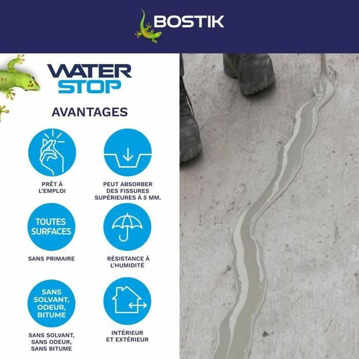 Bostik Waterstop Membrane d'étanchéité - Seau 14 kg - Gris