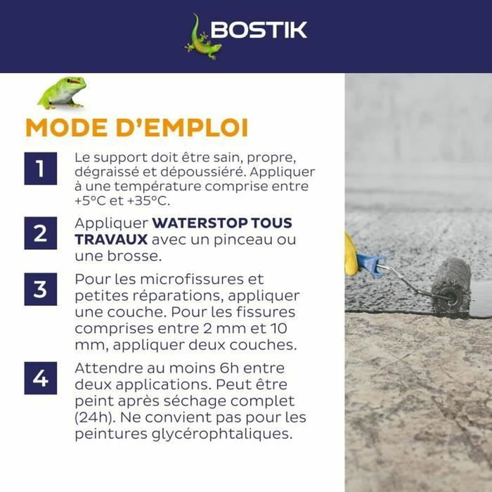 Bostik Waterstop Membrane d'étanchéité - Seau 14 kg - Gris
