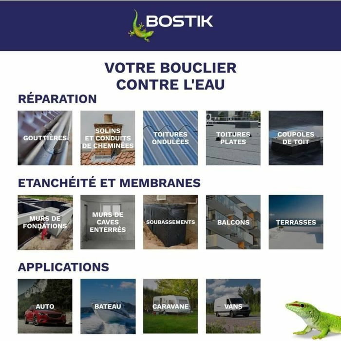 Bostik Waterstop Membrane d'étanchéité - Seau 14 kg - Gris