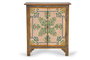 GINER Y COLOMER Comode en bois de manguier et MDF peint à la main 2 portes étagère intérieure finition patine antique 77x65x33 cm