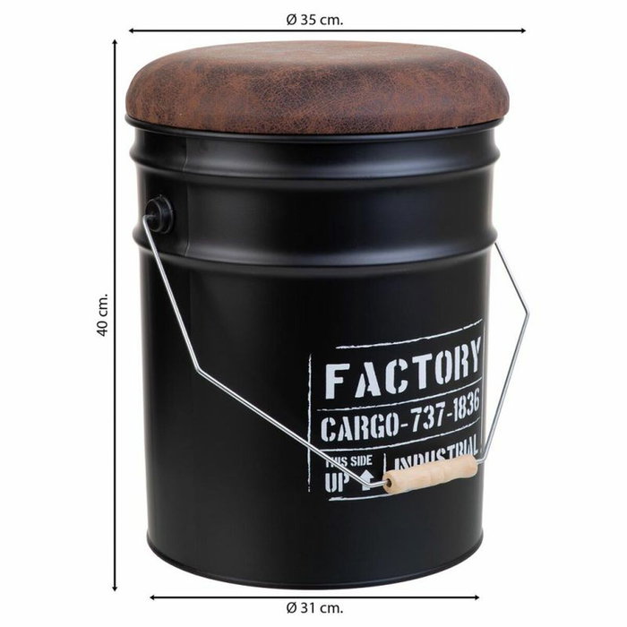 Seau Alexandra House Living Noir Chanvre Métal Bois d'épicéa 35 x 31 x 40 cm Avec couvercle Avec poignée