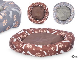 MASCOW Couchette pour animaux 60cm motifs empreintes (Gris + Marron)