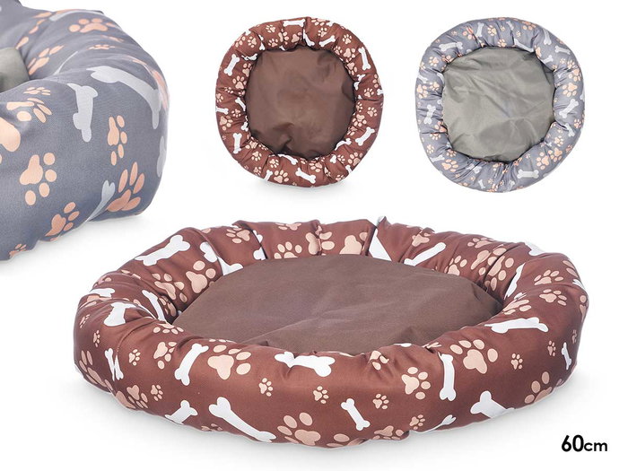 MASCOW Couchette pour animaux 60cm motifs empreintes (Gris + Marron) MASCOW Couchette pour animaux 60cm motifs empreintes (Gris + Marron)