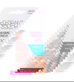 Elegant Touch Ongles artificiels Natural French, 24 pièces, forme carrée, couleur rose 143, taille Petite (XS)