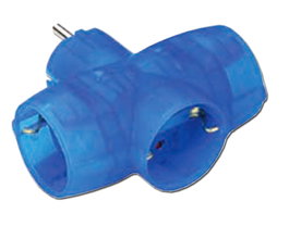 ELECTRICIDAD FINSTOCK Adaptateur triple Schuko transparent bleu