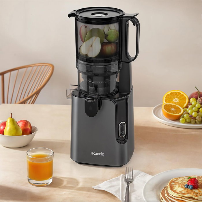 Hkoenig GSX26 Extracteur de jus ouverture large, 1,8 L, Noir