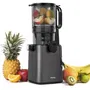 Hkoenig GSX26 Extracteur de jus vertical 250 W à ouverture large 135 mm, 1.8 L, technologie pression douce 50 tours/min, en acier inoxydable gris foncé, livré avec accessoires