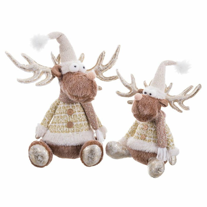 BigBuy Home Figurine Décorative Cerf Assis Naturel