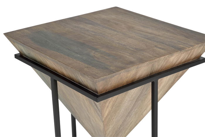 Giner y Colomer Table d'angle en bois de manguier et métal - Style industriel et rustique - 50x50x63 cm - Couleur naturel et noir Giner y Colomer Table d'angle en bois de manguier et métal - Style industriel et rustique - 50x50x63 cm - Couleur naturel et noir
