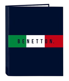 Benetton Cartable avec 4 Anneaux Mixtes Modèle "Flag" pour École 26,5x33x4 cm - Langue: Espagnol